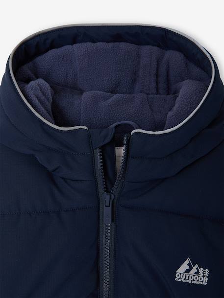 Hooded puffer jacket for boys blue+rust - vertbaudet enfant 