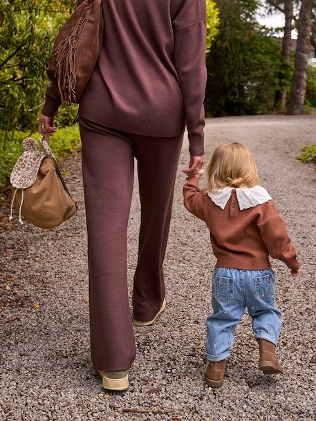 Pull bébé fille manches longues mauve+moka - vertbaudet enfant 