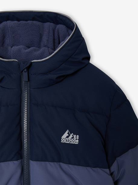 Hooded puffer jacket for boys blue+rust - vertbaudet enfant 