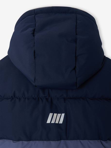 Hooded puffer jacket for boys blue+rust - vertbaudet enfant 