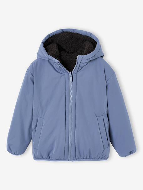 Reversible hooded jacket for boys fir green+grey blue - vertbaudet enfant 