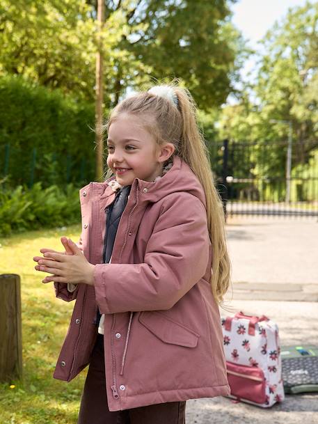 Parka 3 en 1 fille amovible blush+marine - vertbaudet enfant 