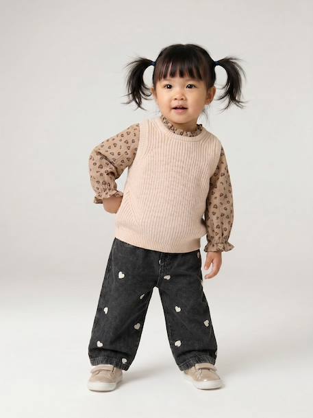 Pull 2 en 1 bébé bleu ciel+écru+rose poudré - vertbaudet enfant 