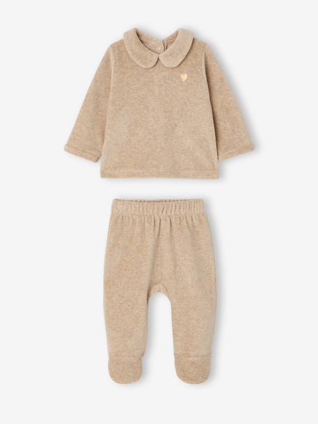 Lot de 2 pyjamas bébé fille ouverture dos beige chiné - vertbaudet enfant 