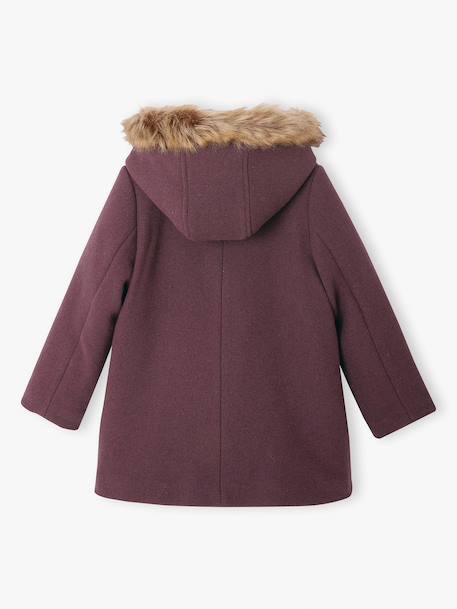 Hooded Duffel Coat with Toggles, in Woollen Fabric, for Girls blush+camel+grey green+plum - vertbaudet enfant 
