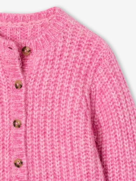 Gilet fille loose maille mousseuse bleu pétrole+gris chiné+menthe+rose+violine - vertbaudet enfant 