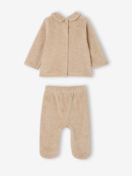 Lot de 2 pyjamas bébé fille ouverture dos beige chiné - vertbaudet enfant 