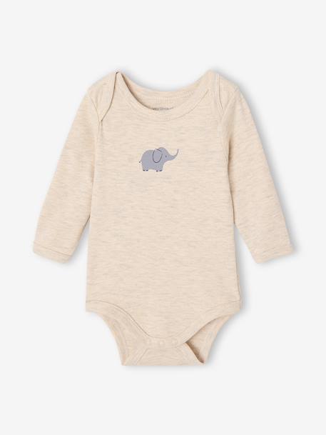 Pack of 5 long-sleeved bodysuits for baby cappuccino - vertbaudet enfant 