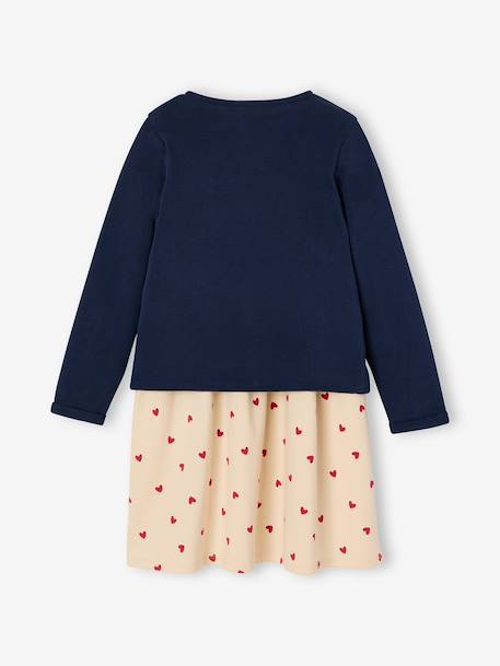 Dress & Jacket Outfit with Floral Print for Girls camel+grey green+navy blue - vertbaudet enfant 