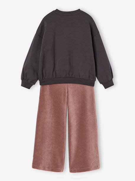 Sweatshirt and trousers set for girls anthracite+ecru - vertbaudet enfant 