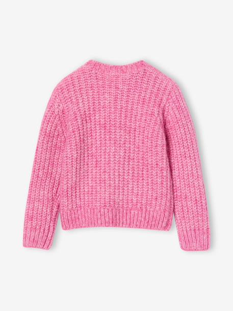 Gilet fille loose maille mousseuse bleu pétrole+gris chiné+menthe+rose+violine - vertbaudet enfant 