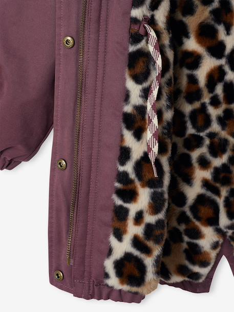 Parka fille à capuche doublée imitation fourrure bois de rose+noir+prune+vert foncé - vertbaudet enfant 