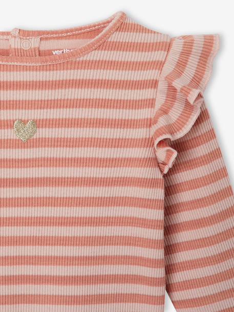 Long-sleeved T-shirt for baby girls rose+vanilla - vertbaudet enfant 