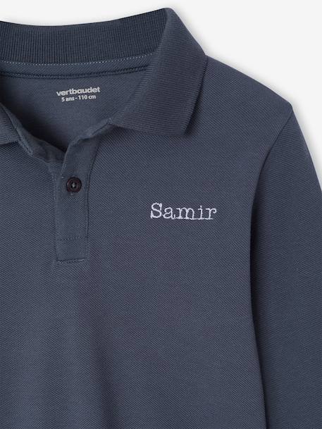 Pack of 2 long-sleeved polo shirts for boys slate blue+white - vertbaudet enfant 
