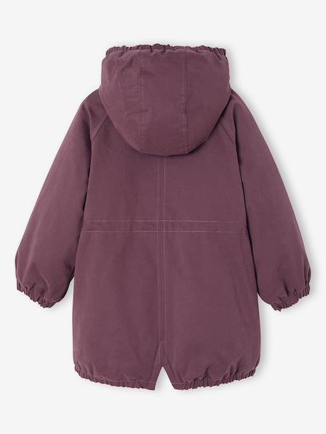 Hooded Parka with Faux Fur Lining for Girls black+dark green+dusky pink+plum - vertbaudet enfant 