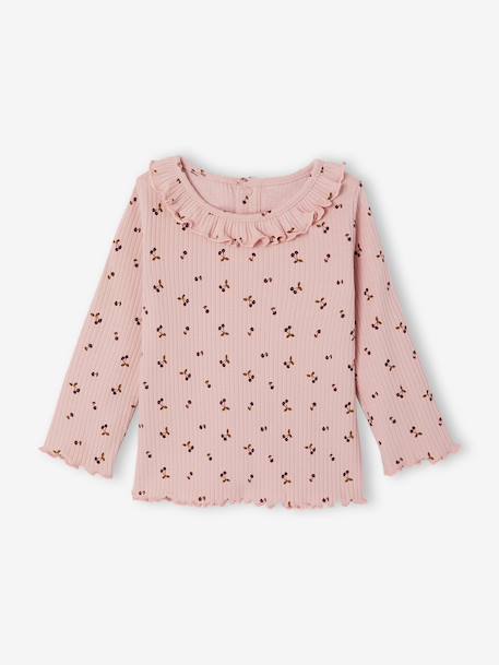 T-shirt for babies printed with little hearts old rose+vanilla - vertbaudet enfant 
