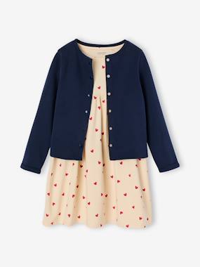 -Dress & Jacket Outfit with Floral Print for Girls