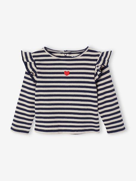 T-shirt manches longues bébé fille rose+vanille - vertbaudet enfant 
