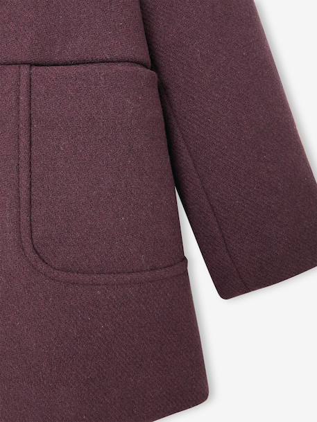 Hooded Duffel Coat with Toggles, in Woollen Fabric, for Girls blush+camel+grey green+plum - vertbaudet enfant 