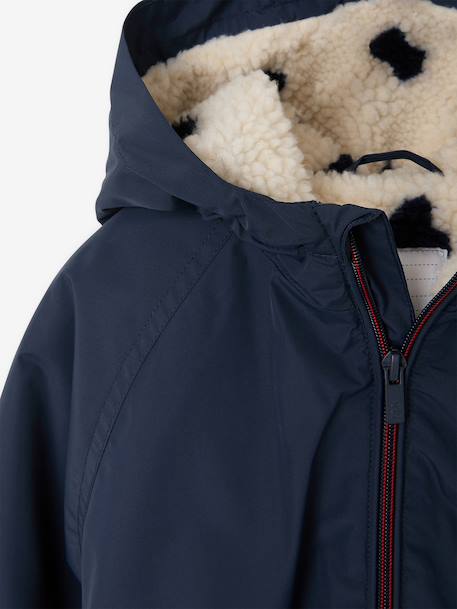 Coupe-vent fille à capuche doublé sherpa marine+rose - vertbaudet enfant 