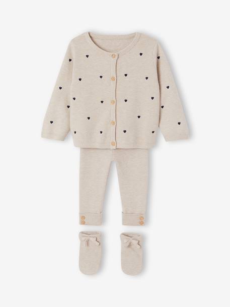 3-piece set for baby girls marl beige - vertbaudet enfant 