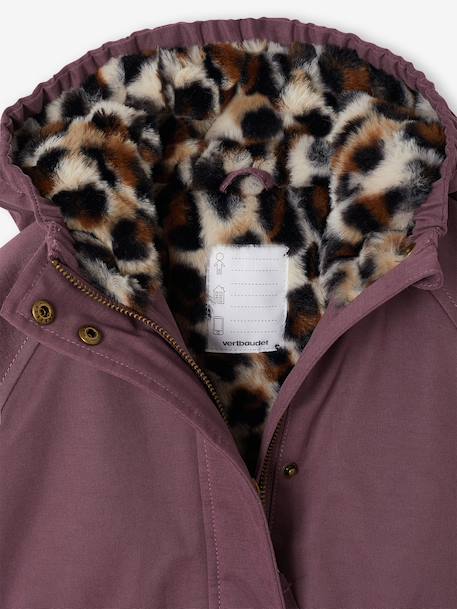 Parka fille à capuche doublée imitation fourrure bois de rose+noir+prune+vert foncé - vertbaudet enfant 