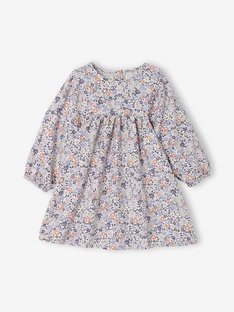 Long-sleeved dress for baby girls blue+hazel - vertbaudet enfant 