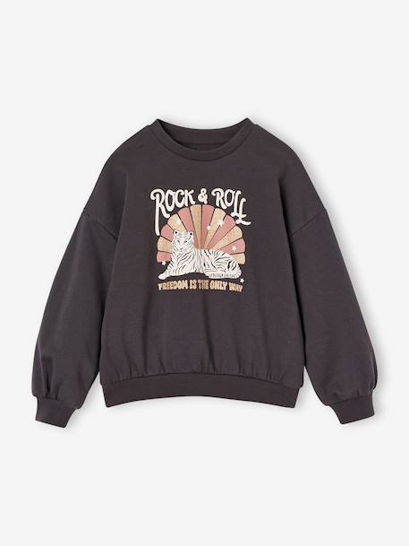 Ensemble fille sweat et pantalon anthracite+écru - vertbaudet enfant 