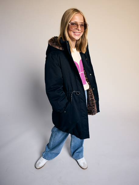 Parka fille doublée noir - vertbaudet enfant 
