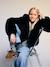 Faux fur jacket for girls black - vertbaudet enfant 