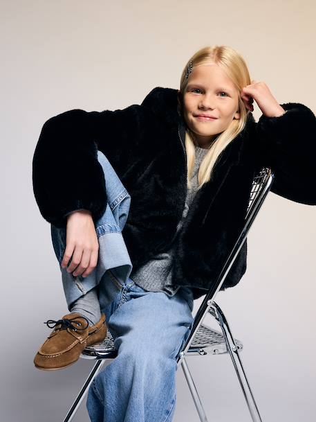 Veste fausse fourrure fille noir - vertbaudet enfant 