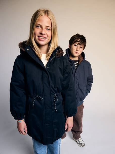 Parka fille doublée noir - vertbaudet enfant 