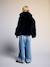 Faux fur jacket for girls black - vertbaudet enfant 
