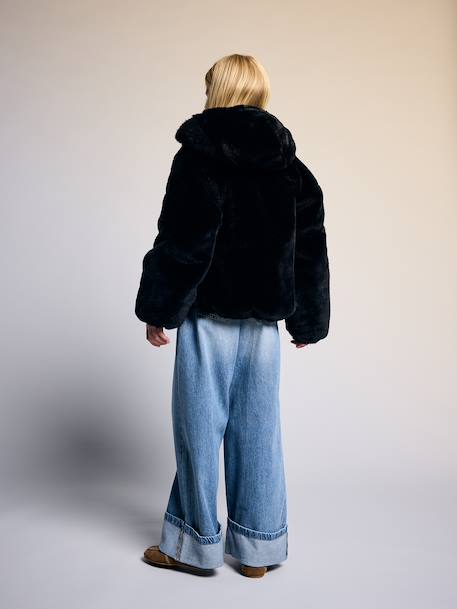 Veste fausse fourrure fille noir - vertbaudet enfant 