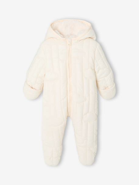 Newborn pramsuit with hood ecru - vertbaudet enfant 