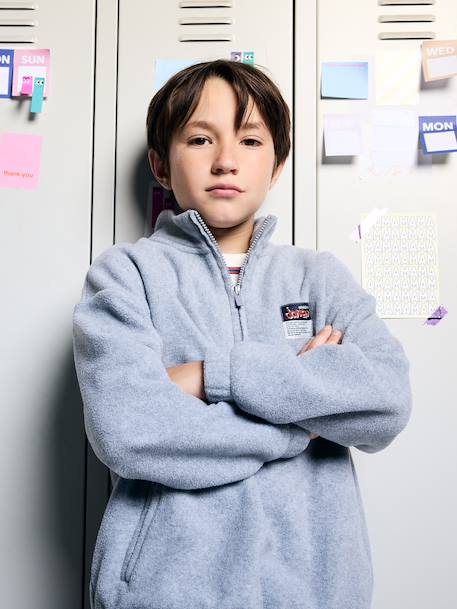 Boys fleece sweatshirt with funnel neck marl grey - vertbaudet enfant 