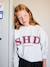 Printed sweatshirt with long sleeves for girls chocolate+grey - vertbaudet enfant 