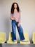 Long-sleeved striped T-shirt for girls dusky pink+ecru - vertbaudet enfant 