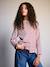Long-sleeved striped T-shirt for girls dusky pink+ecru - vertbaudet enfant 