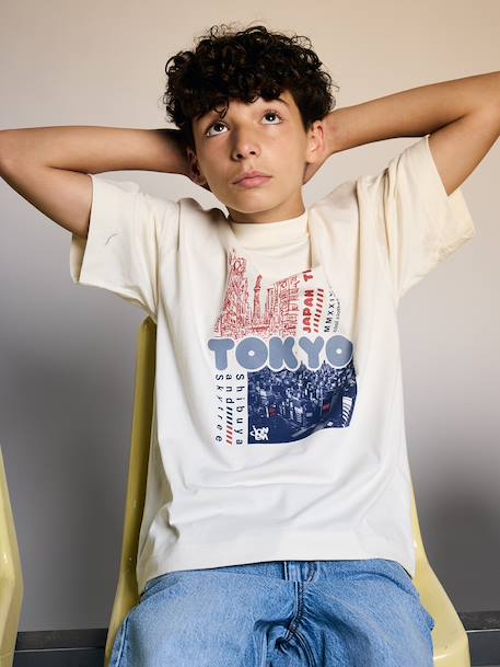 Short-sleeved T-shirt for boys ecru - vertbaudet enfant 