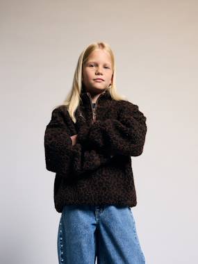 Sweat sherpa fille col montant zippé - vertbaudet enfant