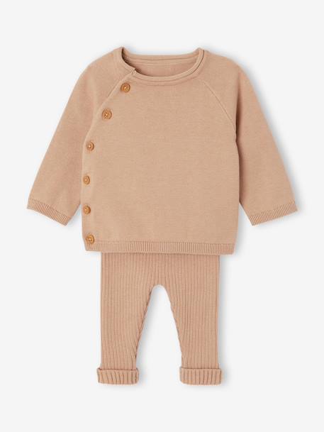 Ensemble naissance pull et pantalon beige - vertbaudet enfant 