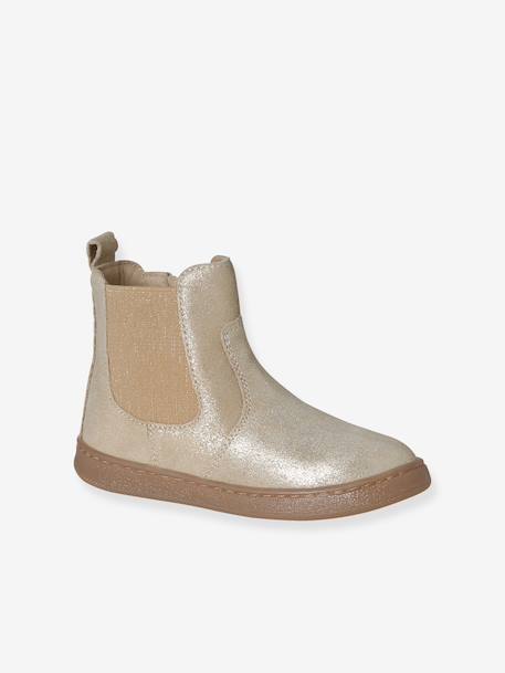 Leather Boots for Girls beige+black+bronze+brown+cocoa+golden yellow+green+navy blue+old rose - vertbaudet enfant 