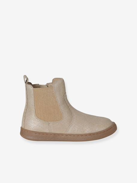 Leather Boots for Girls beige+black+bronze+brown+cocoa+golden yellow+green+navy blue+old rose - vertbaudet enfant 