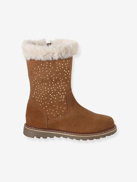 Zip-up leather boots for girls brown - vertbaudet enfant 