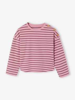 -Striped long-sleeved T-shirt for girls