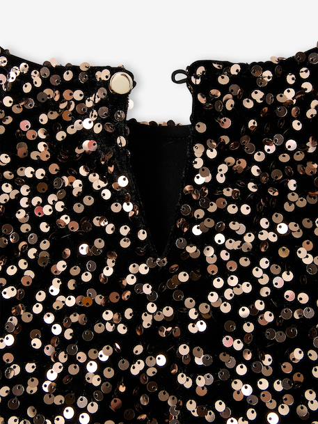 Sequin sweatshirt for girls chocolate - vertbaudet enfant 