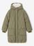 Doudoune fille longue à capuche doublée imitation fourrure kaki+noir - vertbaudet enfant 