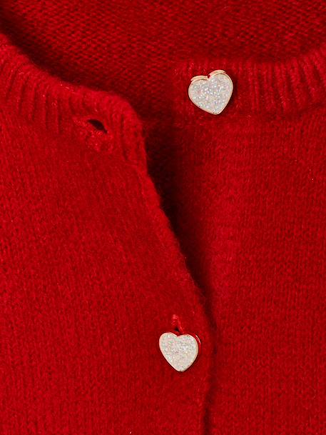 Buttoned cardigan with long sleeves for girls red - vertbaudet enfant 