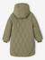 Doudoune fille longue à capuche doublée imitation fourrure kaki+noir - vertbaudet enfant 